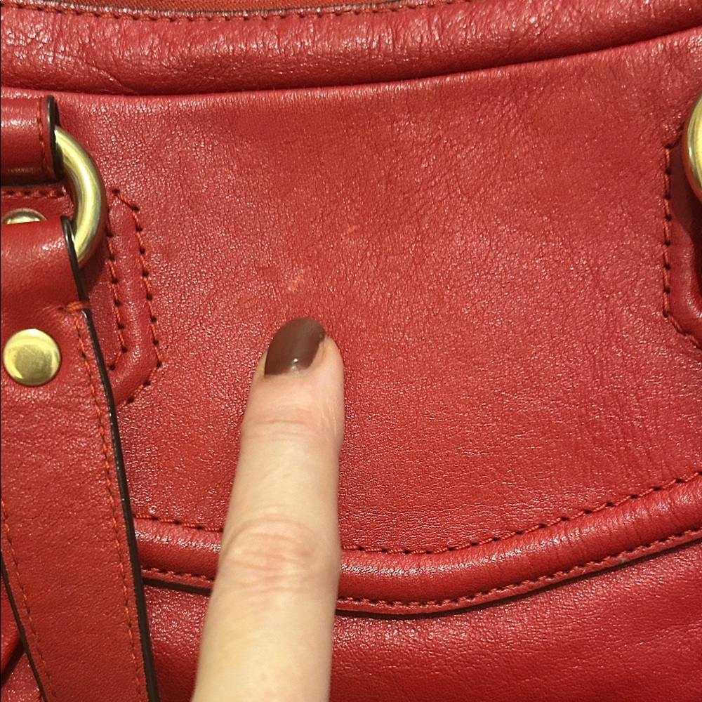 Coach Ashley Signature Cherry Red Leather Satchel/Shoulder Bag - Picture 9 of 14